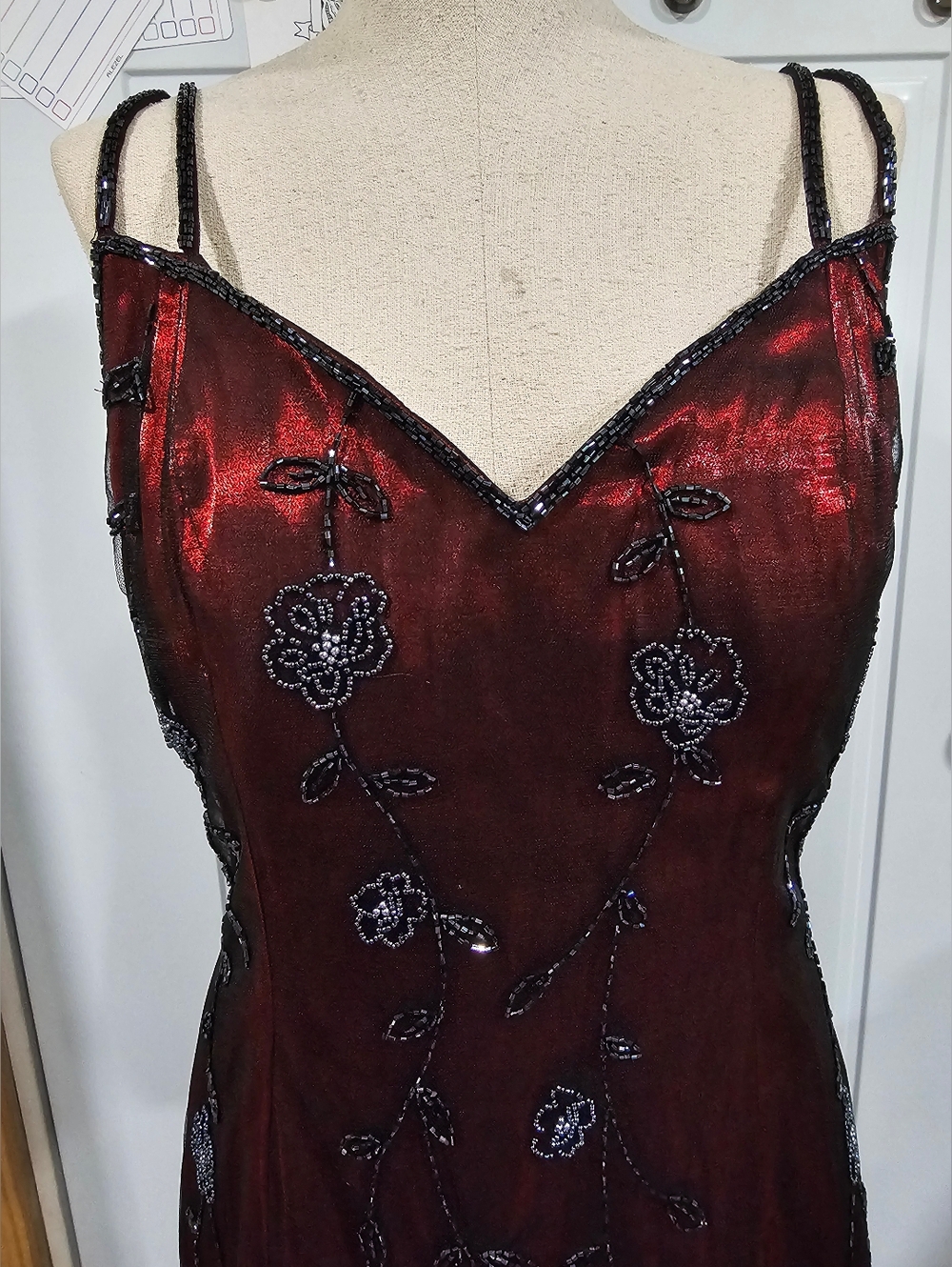 VINTAGE Alyce Designs Beaded Red And Black Gown - Picture 4 of 14